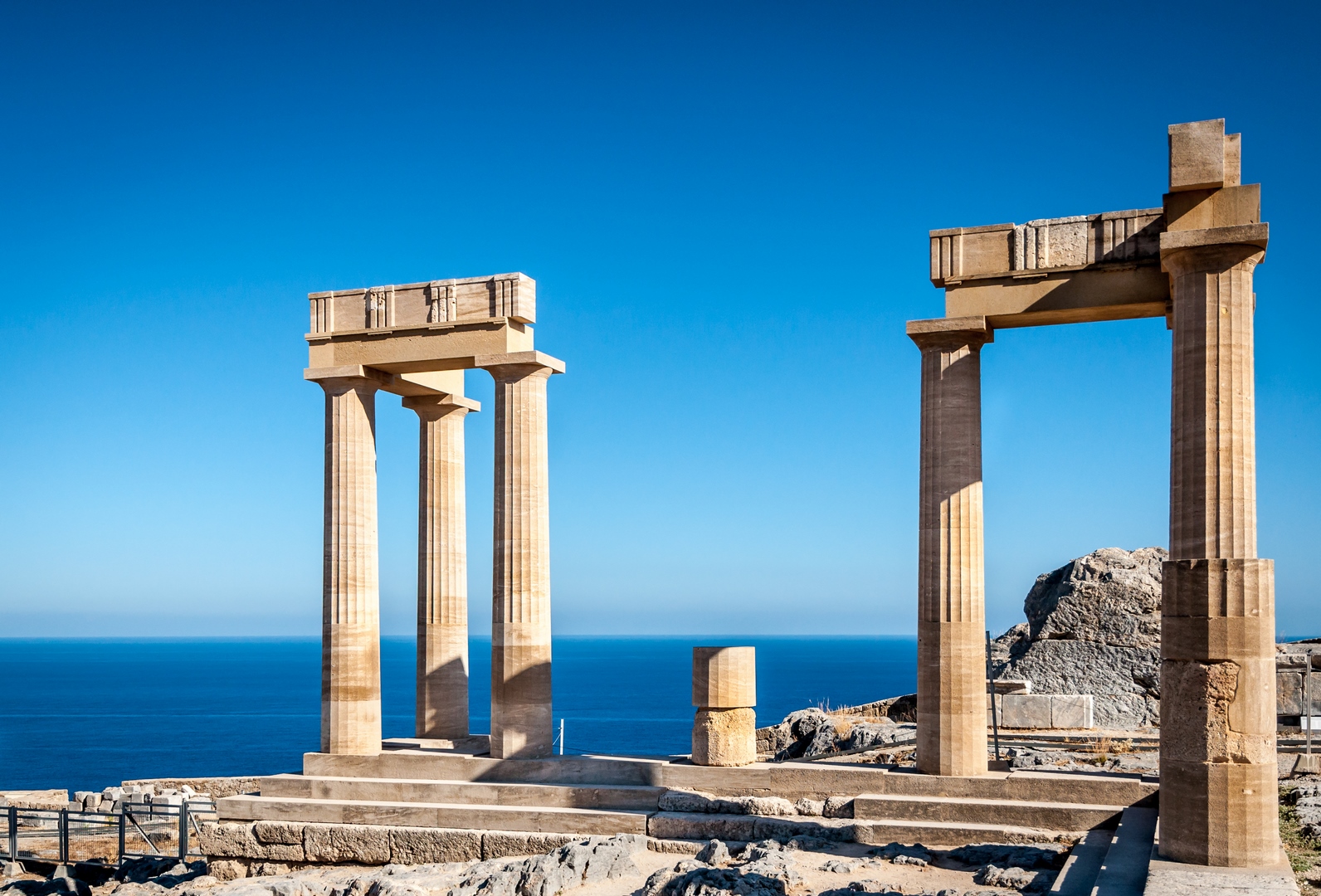 Columns,Of,The,Ancient,Lindos,,Rhodes,Greece
